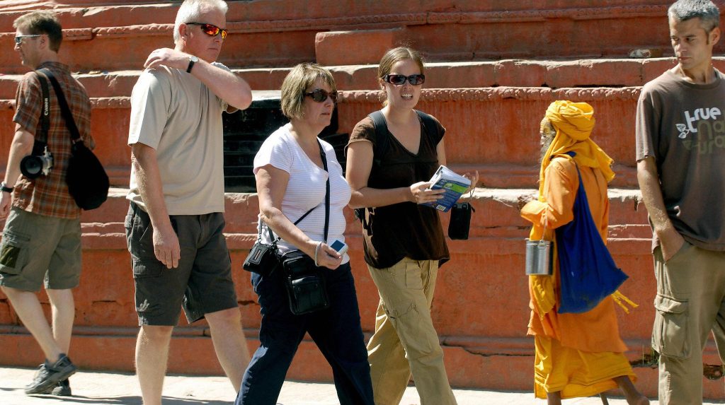 foreigner walking in patandurbar square