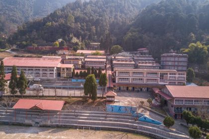 Private school in Lalitpur Nepal with modern academic buildings and sports facilities
