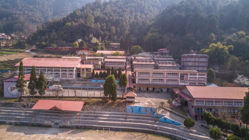 Private school in Lalitpur Nepal with modern academic buildings and sports facilities