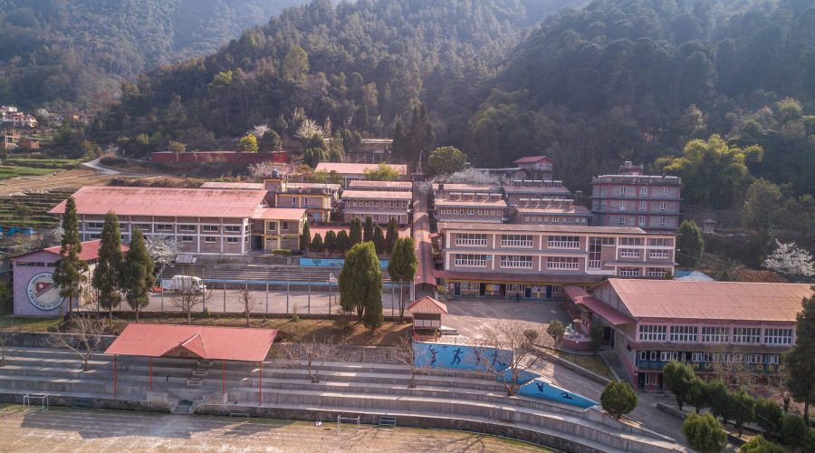 Private school in Lalitpur Nepal with modern academic buildings and sports facilities