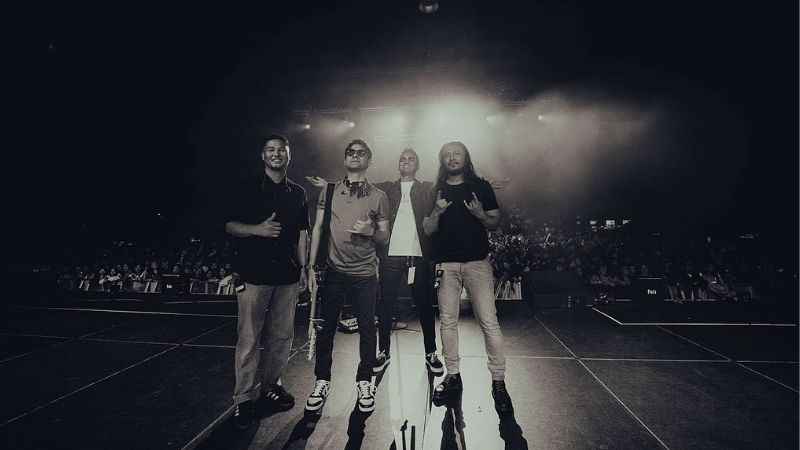 The Uglyz Nepali pop rock band after performance at LG Nite 2024 Sonam Lama Sarun Tamrakar Anuj Shrestha Nishan Shrestha